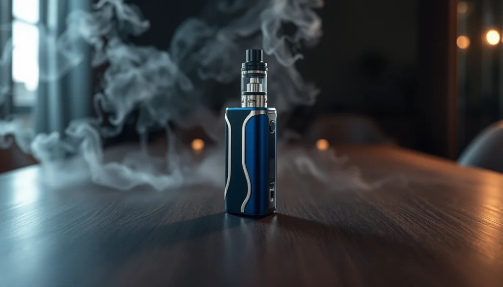 Oxva Vape-Gerät in elegantem Design auf einem stilvollen Tisch beleuchtet