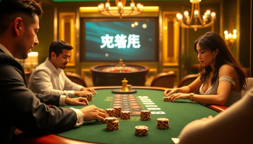 Experience high-stakes poker excitement at a luxurious casino featuring 여기여 elements.