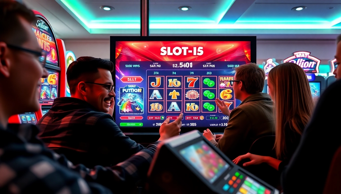 Menampilkan slot depo 5000 dalam suasana kasino online yang energik dan modern.