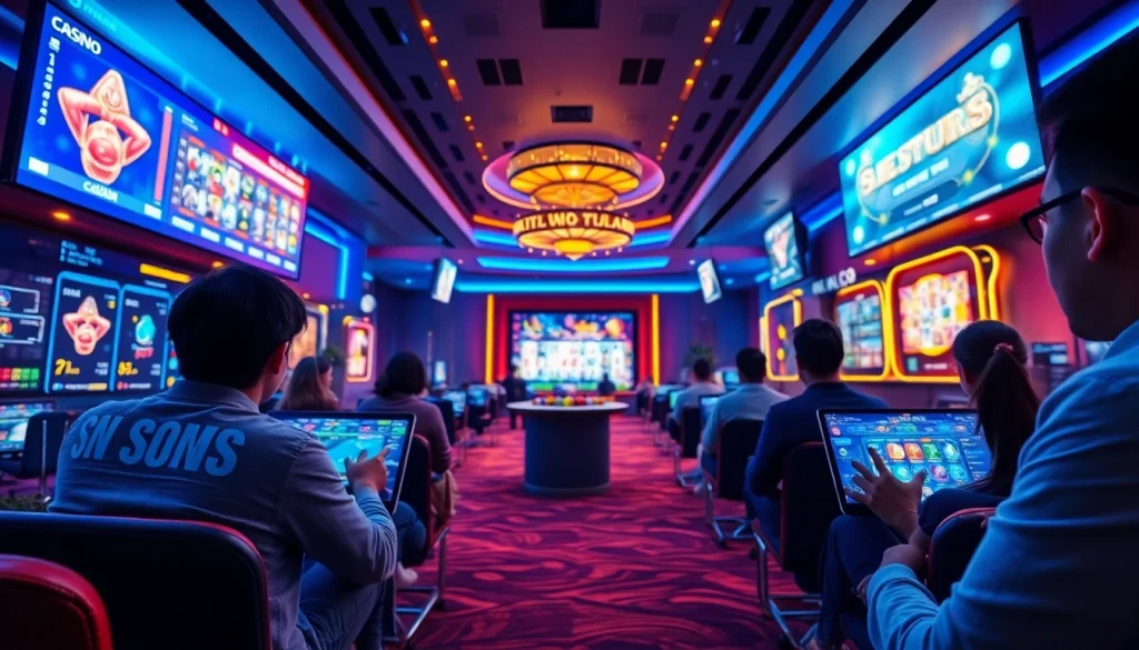 Experience online gaming thrills with fly88 com in a luxurious casino setting.