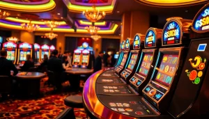 Players enjoying vibrant Slot Gacor machines in a luxurious casino setting.