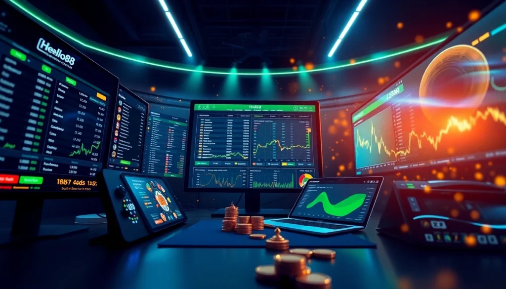 Hello88 showcases an innovative online betting interface with vibrant graphics and a modern touch.