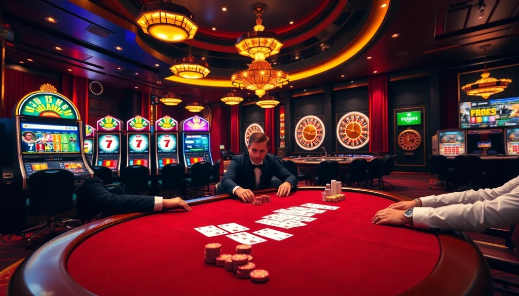 Experience thrilling gameplay at vuabai9 casino with vibrant slot machines and poker tables.