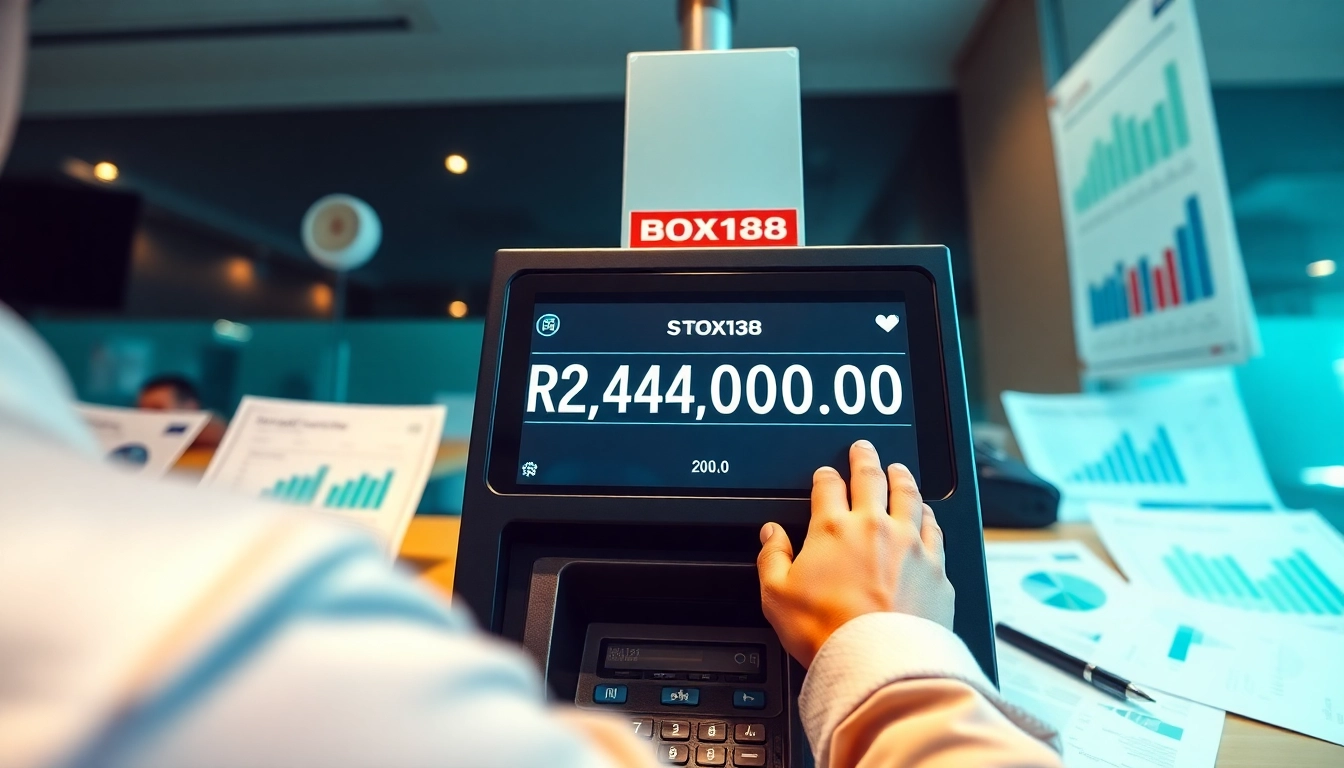 Person celebrating successful withdrawal of Rp 2.424.000,00 at BOX138, showcasing modern finance.