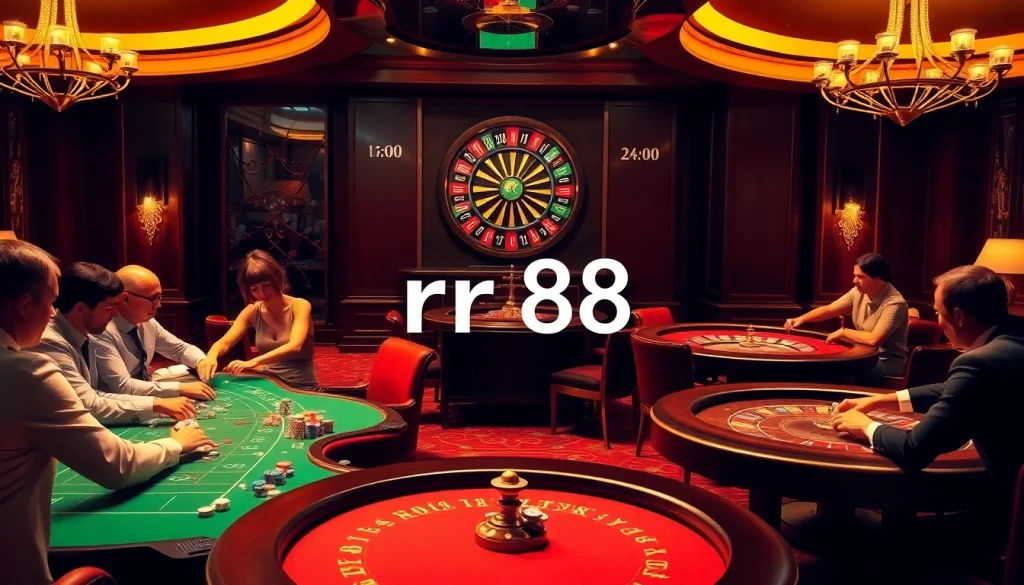 Gameplay at an exciting casino table featuring https://rr88.wales/ with poker chips and a roulette wheel.