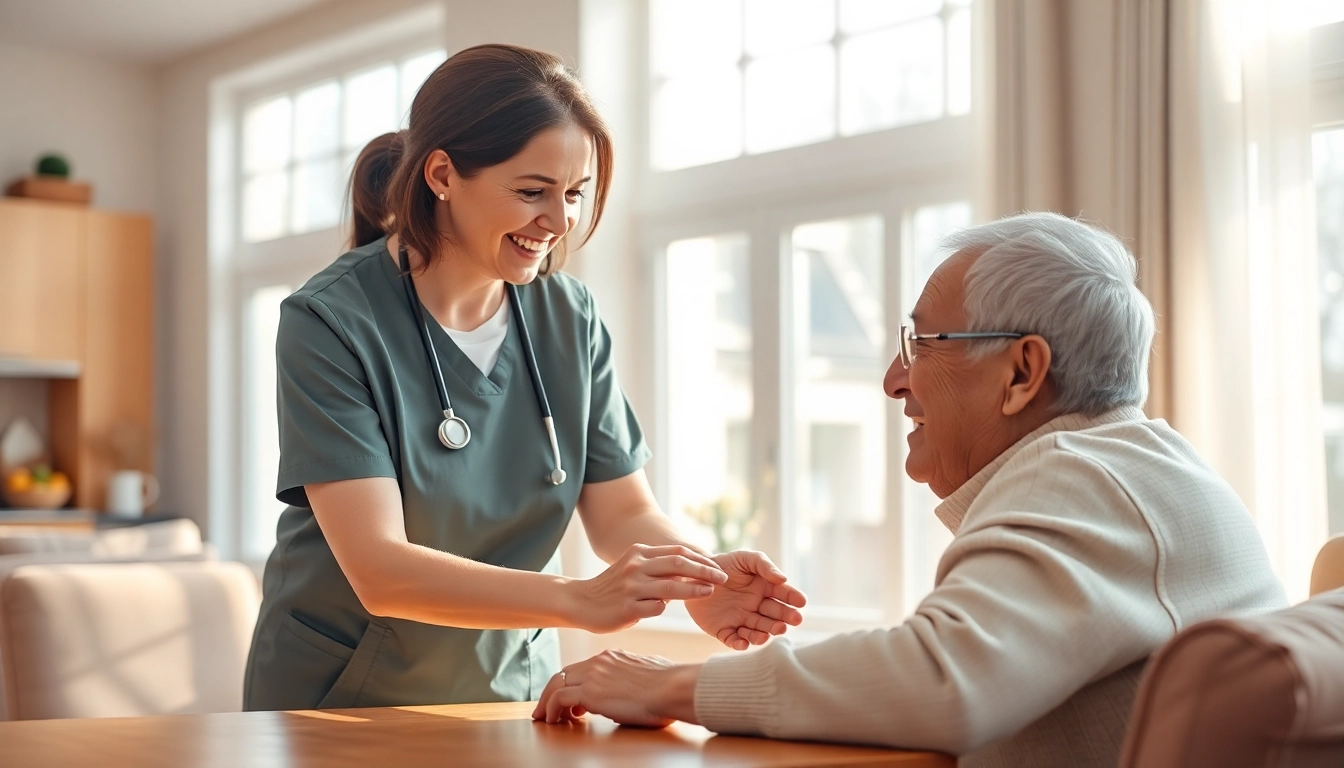 Engaging austin senior home care experience with a caregiver assisting an elderly person at home.
