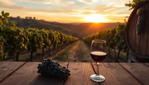 Enjoy scenic clarksburg wineries with picturesque vineyards at sunset.