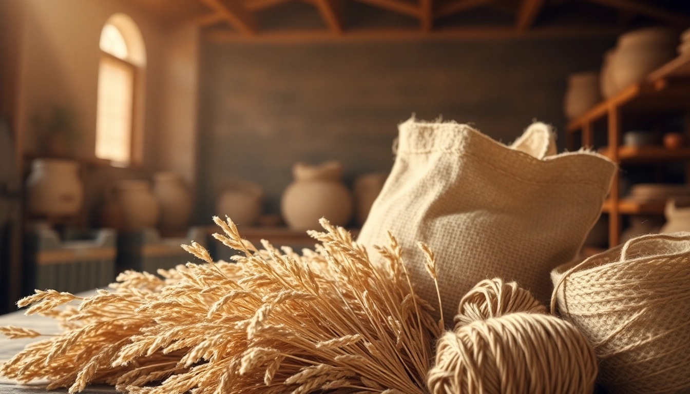 Jute vezels die de sterkheid en natuurlijkheid van jute producten benadrukken.