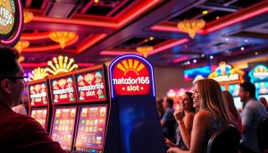 Menampilkan pengguna bermain matador168 slot dengan suasana kasino yang ceria.