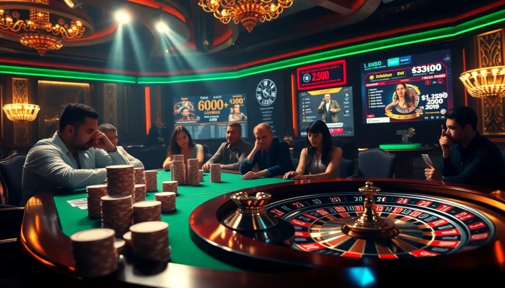Engage with thrilling casino action as players focus intensely around a poker table, "Nếu như vậy bám vào đây" highlighted within the exciting atmosphere.