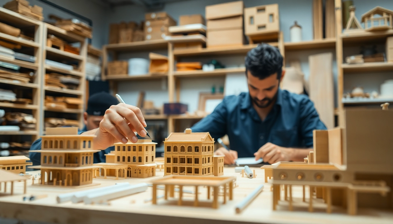 Architekturmodellbau Bochum - professioneller Modellbauer bei der Arbeit an Detailmodellen.