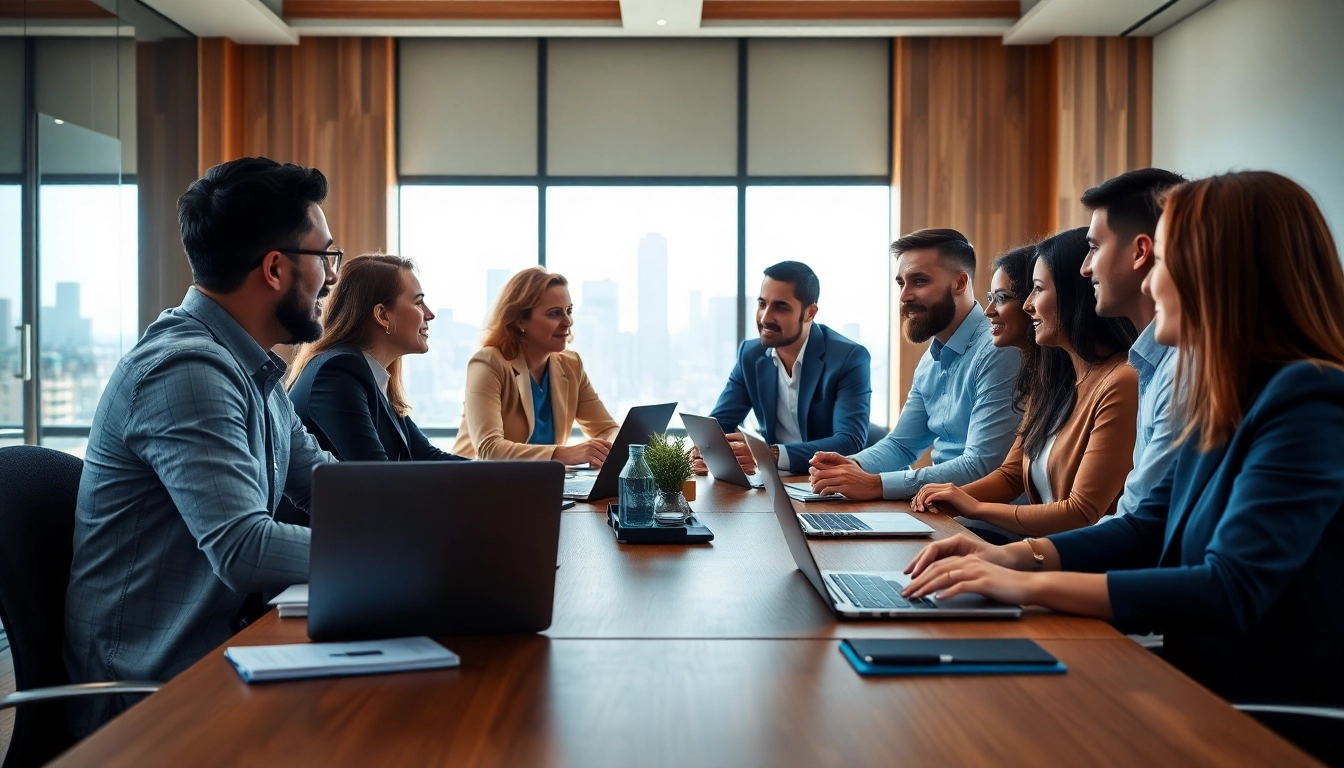 Business growth insights illustrated through a dynamic team collaboration scene.