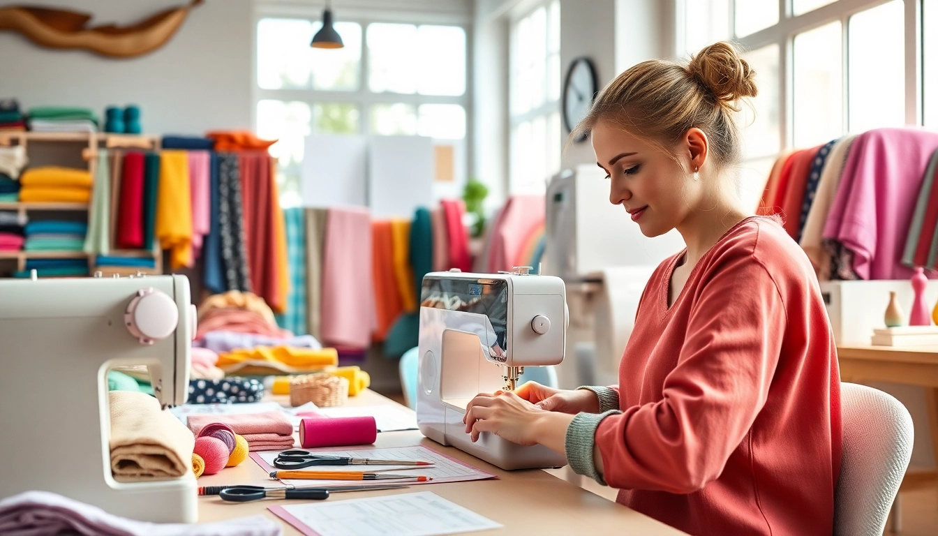 Beginnende naaiers leren naaien met kleurrijke stoffen en gereedschappen in een inspirerende studio.