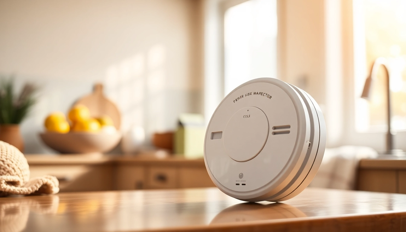 Carbon monoxide detector beeping alert in a domestic setting, emphasizing home safety awareness.