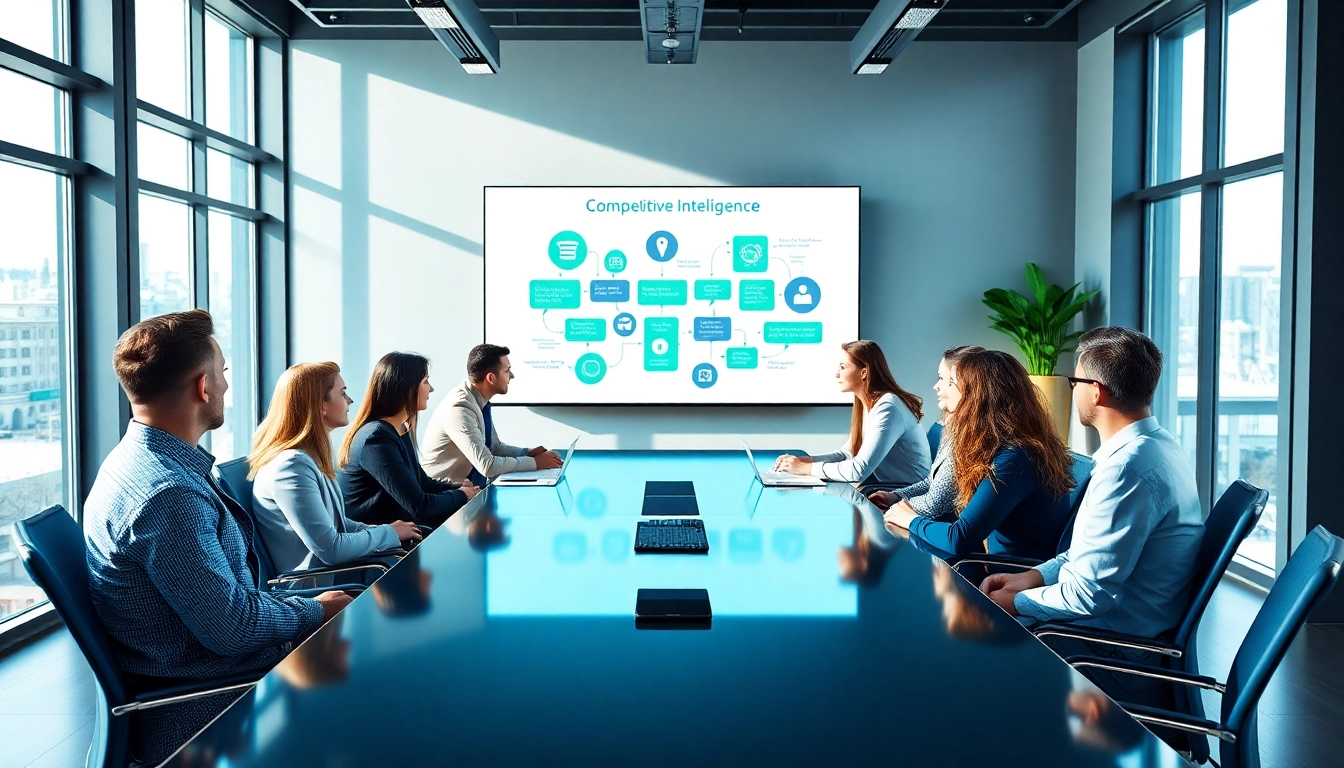 Engaging strategy session showcasing competitive intelligence among diverse professionals.