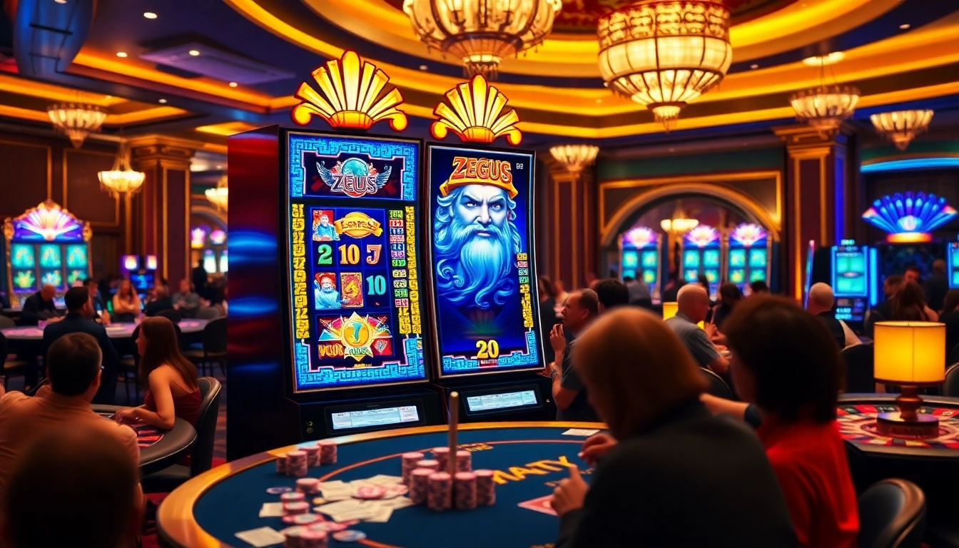 Spin the Zeus slot, experiencing thrilling jackpots and vibrant casino excitement.