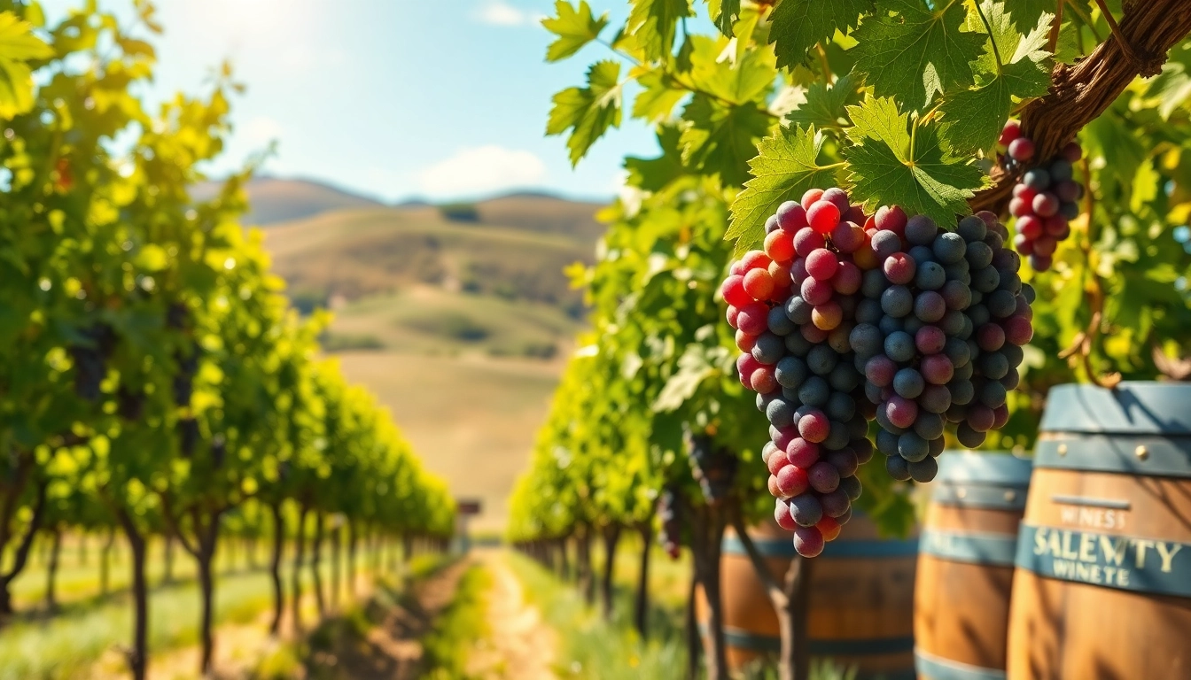 Savor rich experiences at Sacramento wineries, showing lush vineyards and ripe grapes.