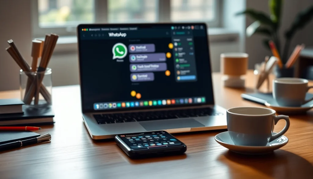 笔记本电脑上使用 WhatsApp Web 的引人注目界面，实现无缝沟通。