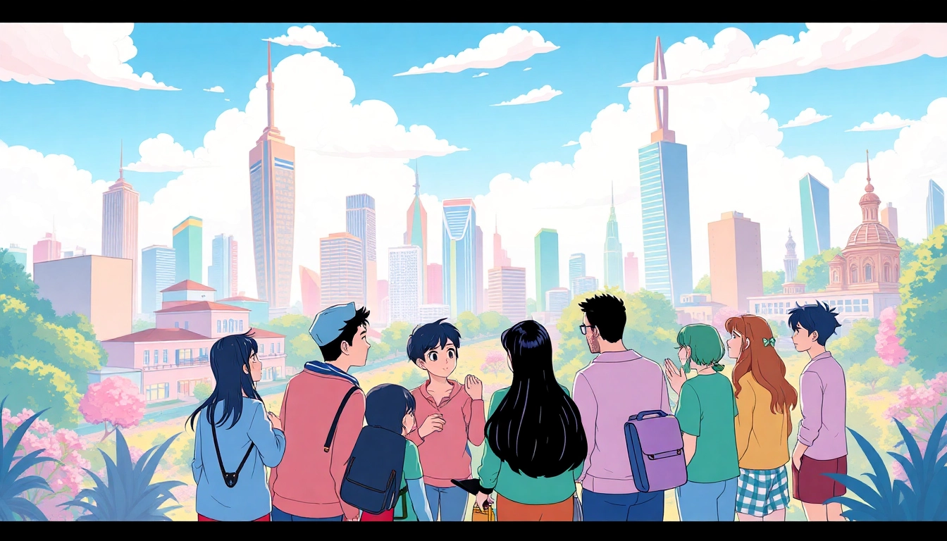 newtoki의 다양한 웹툰 캐릭터들이 활동하는 생기 넘치는 장면